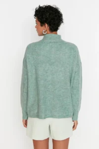 TRENDYOLMİLLA MINT Soft textured Zippered Knitwear Sweater TWOAW20xs0009 - Image 5
