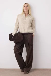 TRENDYOLMİLLA Stone Couple Soft textured Zippered Knitwear Sweater TWOAW20xs0009 - Image 3