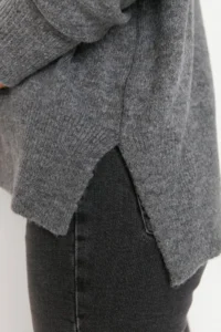 TRENDYOLMİLLA Anthracite Soft textured Wide Pattern Turtleneck Knitwear Sweater TWOAW20xs0026 - Image 4