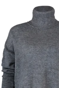 TRENDYOLMİLLA Anthracite Soft textured Wide Pattern Turtleneck Knitwear Sweater TWOAW20xs0026 - Image 7
