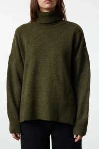 TRENDYOLMİLLA Khaki Soft textured Wide Pattern Knitwear Sweater TWOAW20xs0026 - Image 3