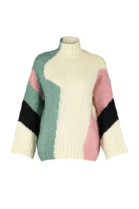 TRENDYOLMİLLA Beige Soft textured Color Blocked Wide Pattern Knitwear Sweater TWOAW20xs0047 - Image 6