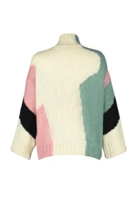 TRENDYOLMİLLA Beige Soft textured Color Blocked Wide Pattern Knitwear Sweater TWOAW20xs0047 - Image 8