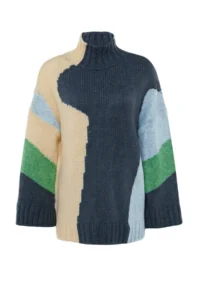 TRENDYOLMİLLA BLUE Soft textured Color Blocked Wide Pattern Knitwear Sweater TWOAW20xs0047 - Image 11