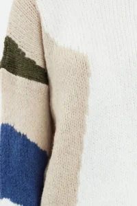 TRENDYOLMİLLA Ecru Soft textured Color Blocked Wide Pattern Knitwear Sweater TWOAW20xs0047 - Image 3