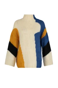 TRENDYOLMİLLA Multicolored Soft textured Color Blocked Wide Pattern Knitwear Sweater TWOAW20xs0047 - Image 7