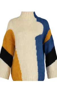 TRENDYOLMİLLA Multicolored Soft textured Color Blocked Wide Pattern Knitwear Sweater TWOAW20xs0047 - Image 8
