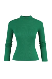 TRENDYOLMİLLA Emerald Fitted High Neck Long Sleeve Ribbed Flexible Knitting Blouse - Image 13