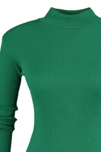 TRENDYOLMİLLA Emerald Fitted High Neck Long Sleeve Ribbed Flexible Knitting Blouse - Image 14