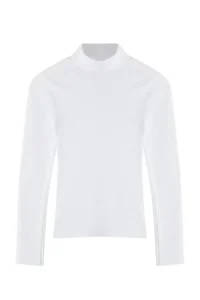 TRENDYOLMİLLA WHITE Fitted High Neck Long Sleeve Ribbed Flexible Knitting Blouse - Image 11