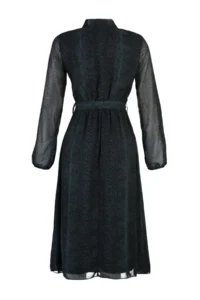 TRENDYOLMİLLA Emerald Green Snake Patterned skater/Waist Flared Midi Weaving Siphon Dress - Image 13