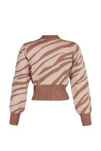 TRENDYOLMİLLA Dusty ROSE Zebra Patterned Crop Knitwear Sweater - Image 6