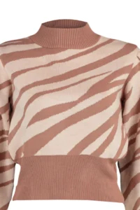 TRENDYOLMİLLA Dusty ROSE Zebra Patterned Crop Knitwear Sweater - Image 8