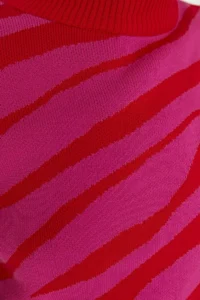 TRENDYOLMİLLA Pomegranate Blossom Zebra Patterned Crop Knitwear Sweater - Image 4