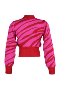 TRENDYOLMİLLA Pomegranate Blossom Zebra Patterned Crop Knitwear Sweater - Image 7