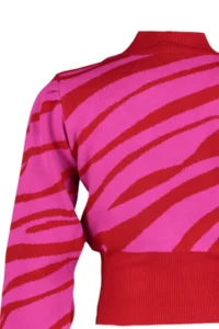 TRENDYOLMİLLA Pomegranate Blossom Zebra Patterned Crop Knitwear Sweater - Image 8