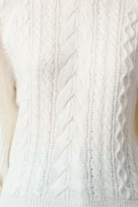 TRENDYOLMİLLA Ecru Soft textured Hair Braided Knitwear Sweater - Image 3