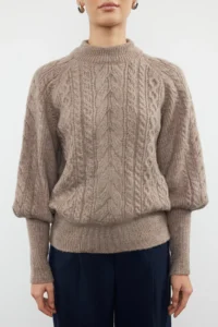 TRENDYOLMİLLA Mink Soft textured Hair Braided Knitwear Sweater - Image 3