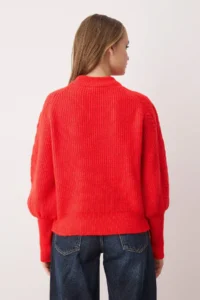 TRENDYOLMİLLA Red Soft textured Hair Braided Knitwear Sweater - Image 2