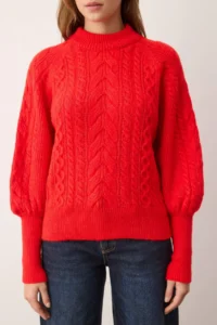 TRENDYOLMİLLA Red Soft textured Hair Braided Knitwear Sweater - Image 4