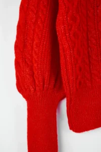 TRENDYOLMİLLA Red Soft textured Hair Braided Knitwear Sweater - Image 7