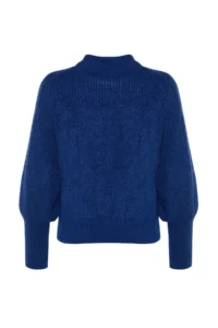 TRENDYOLMİLLA Saks BLUE Soft textured Hair Braided Knitwear Sweater - Image 8