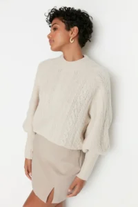 TRENDYOLMİLLA Stone Soft textured Hair Braided Knitwear Sweater - Image 2