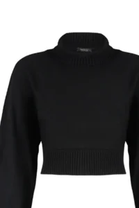 TRENDYOLMİLLA Black Super Crop Basic Knitwear Sweater - Image 7