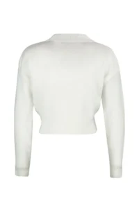 TRENDYOLMİLLA Ecru Crop Soft textured Patterned Knitwear Sweater - Image 5