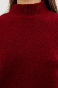 TRENDYOLMİLLA Burgundy Soft textured Sleeve Detailed Knitwear Sweater - Image 4