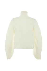 TRENDYOLMİLLA Ecru Basic Turtleneck Knitwear Sweater - Image 6