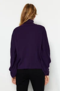 TRENDYOLMİLLA Purple Basic Turtleneck Knitwear Sweater - Image 5