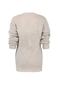 TRENDYOLMİLLA Beige Cellular/Delikli V-neck Knitwear Sweater - Image 7