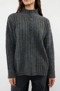 TRENDYOLMİLLA Anthracite Wide Pattern Soft textured High Neck Knitwear Sweater - Image 3