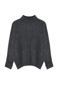 TRENDYOLMİLLA Anthracite Wide Pattern Soft textured High Neck Knitwear Sweater - Image 6