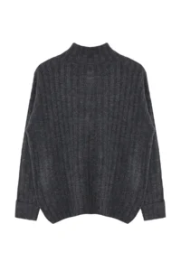 TRENDYOLMİLLA Anthracite Wide Pattern Soft textured High Neck Knitwear Sweater - Image 7