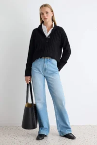 TRENDYOLMİLLA Black Wide Pattern Soft textured High Neck Knitwear Sweater - Image 2