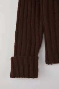 TRENDYOLMİLLA Brown Wide Pattern Soft textured High Neck Knitwear Sweater - Image 7