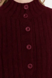 TRENDYOLMİLLA Burgundy Wide Pattern Soft textured High Neck Knitwear Sweater - Image 4