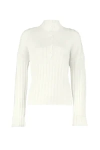 TRENDYOLMİLLA Ecru Wide Pattern Soft textured High Neck Knitwear Sweater - Image 11