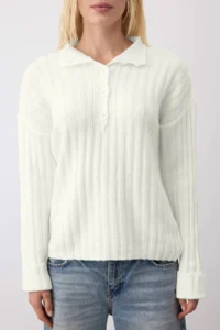TRENDYOLMİLLA Ecru Wide Pattern Soft textured High Neck Knitwear Sweater - Image 3