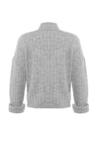 TRENDYOLMİLLA Gray Wide Pattern Soft textured High Neck Knitwear Sweater - Image 8
