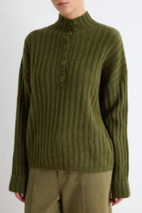 TRENDYOLMİLLA Khaki Wide Pattern Soft textured High Neck Knitwear Sweater - Image 3