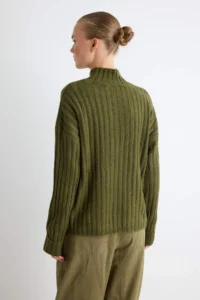 TRENDYOLMİLLA Khaki Wide Pattern Soft textured High Neck Knitwear Sweater - Image 4