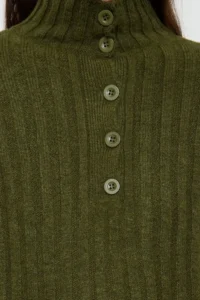 TRENDYOLMİLLA Khaki Wide Pattern Soft textured High Neck Knitwear Sweater - Image 8
