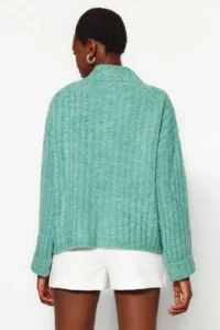 TRENDYOLMİLLA MINT Wide Pattern Soft textured High Neck Knitwear Sweater - Image 5