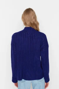TRENDYOLMİLLA NAVY BLUE Wide Pattern Soft textured High Neck Knitwear Sweater - Image 5