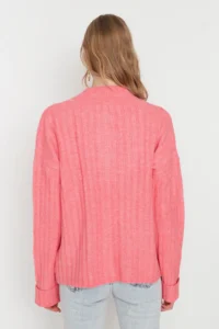 TRENDYOLMİLLA PINK Wide Pattern Soft textured High Neck Knitwear Sweater - Image 5