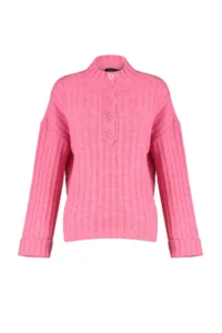 TRENDYOLMİLLA PINK Wide Pattern Soft textured High Neck Knitwear Sweater - Image 7