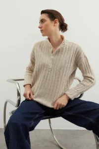 TRENDYOLMİLLA Stone Wide Pattern Soft textured High Neck Knitwear Sweater
